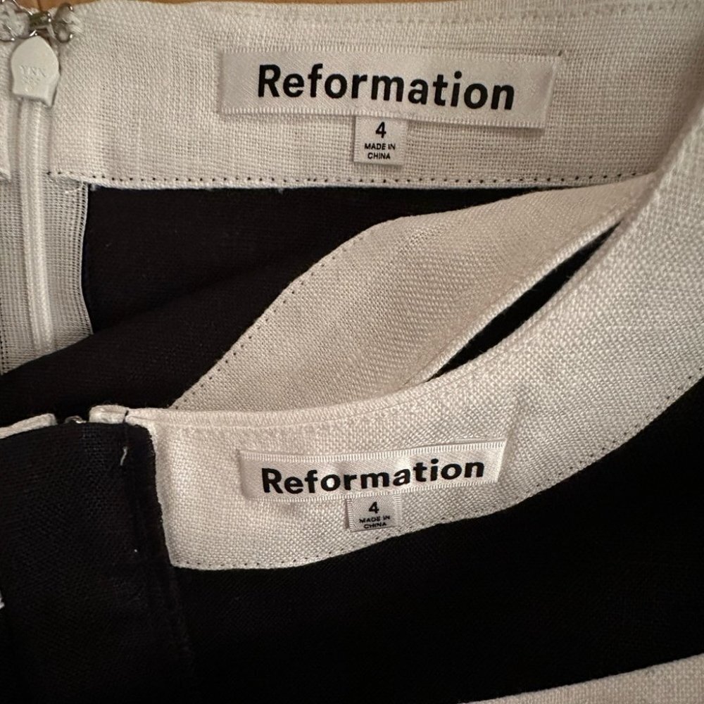 NWT Reformation Robbie Linen Two Piece in Black & White - size 4 - Picture 8 of 10